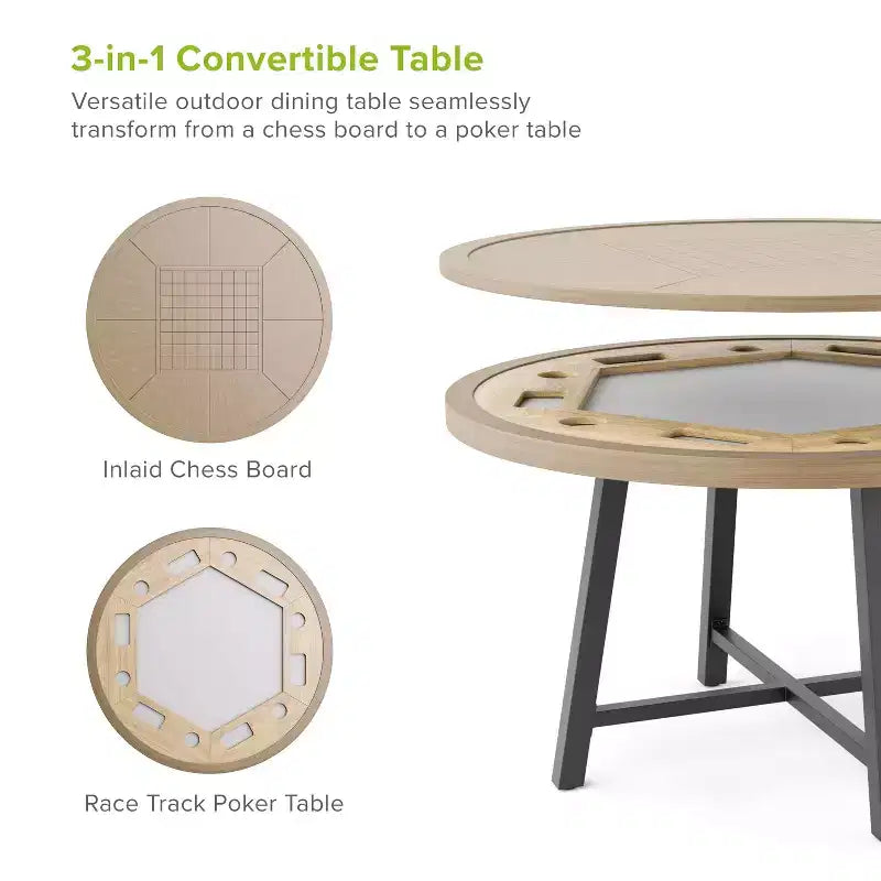Greemotion Set da pranzo trasformabile da esterno 3-in-1 Lyon 5 pz con sedie imbottite, marrone: Alluminato, resistente ai raggi UV, 4 posti