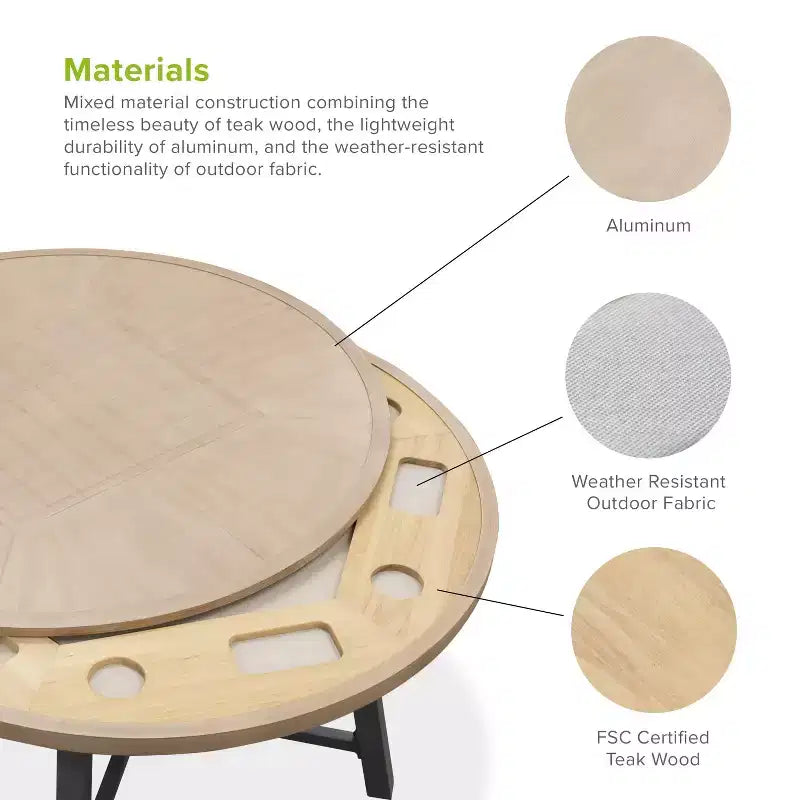 Greemotion Set da pranzo trasformabile da esterno 3-in-1 Lyon 5 pz con sedie imbottite, marrone: Alluminato, resistente ai raggi UV, 4 posti