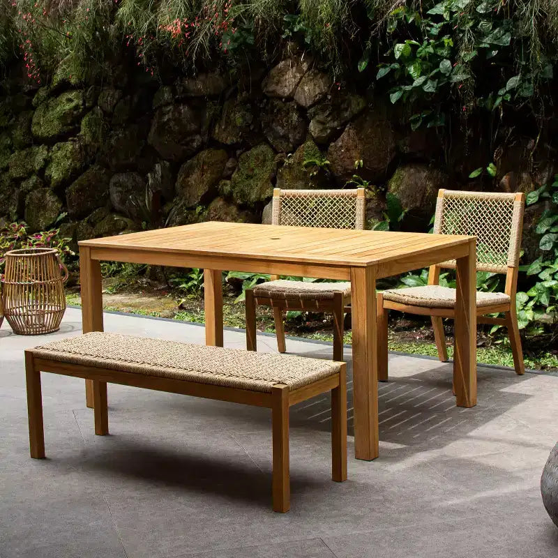 Set da pranzo da esterno Sonoma Lane 4 pezzi in legno di teak Eola con rattan color miele - Resistente alle intemperie
