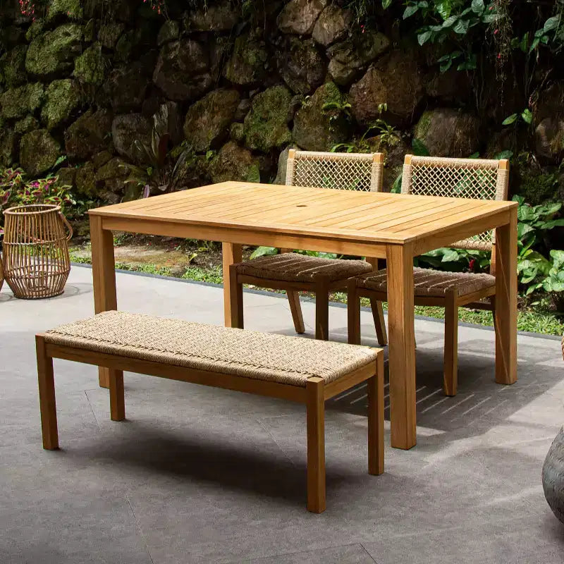 Set da pranzo da esterno Sonoma Lane 4 pezzi in legno di teak Eola con rattan color miele - Resistente alle intemperie