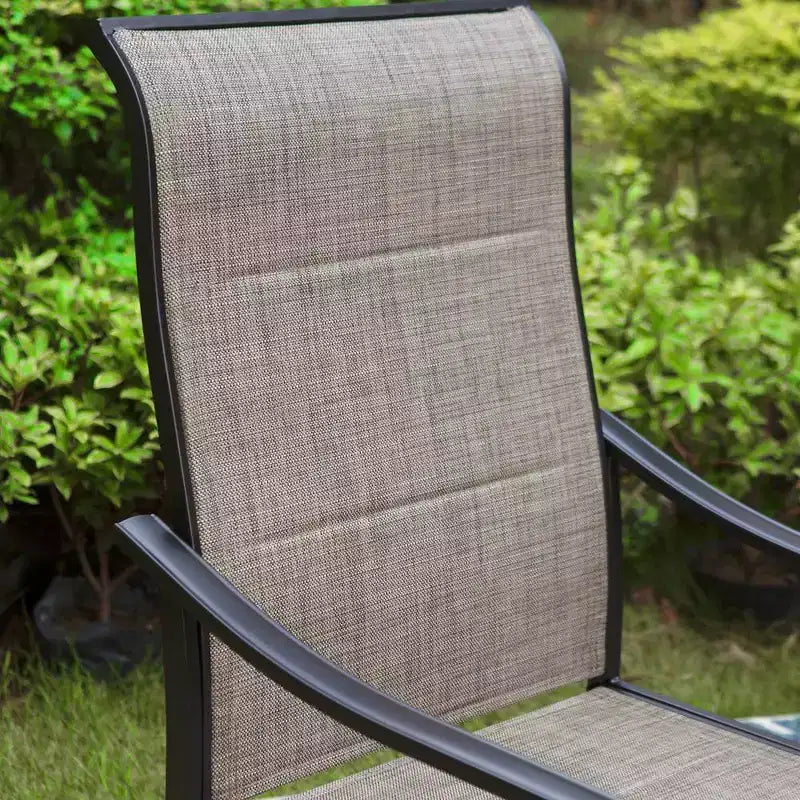 Set da Patio con Tavolo in Acciaio con Foro per Ombrellone da 1,57" e Sedie Girevoli a 360° in Sling - Captiva Designs