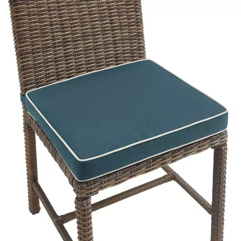 Set da pranzo da esterno 7 pezzi Bradenton in acciaio blu navy/marrone anticato - Crosley: Con fodere dei cuscini rimovibili, resistente ai raggi UV