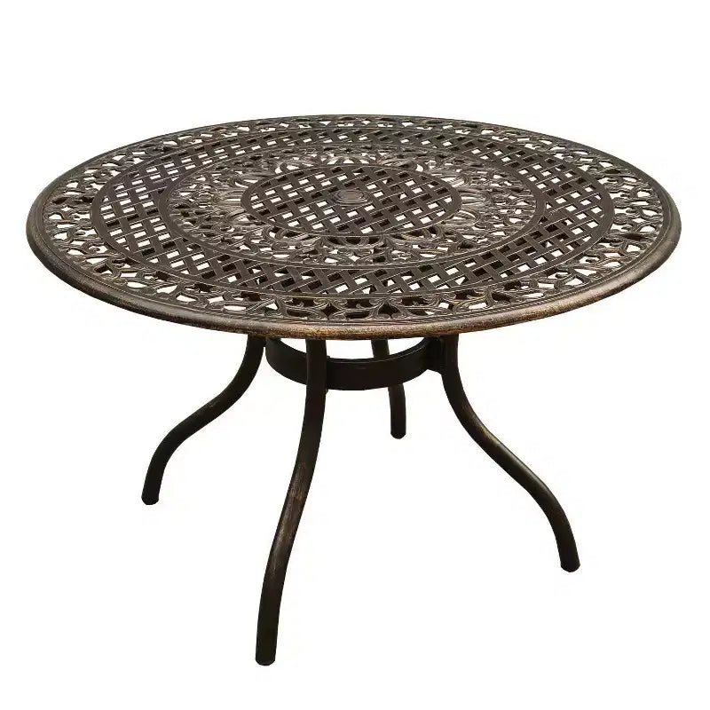 Set da Pranzo da Giardino 5 pezzi, Tavolo Rotondo in Alluminio con Rete Tradizionale da 48", Finitura Bronzo Resistente ai Raggi UV - Oakland Living: Posti a Sedere da Esterno per Quattro