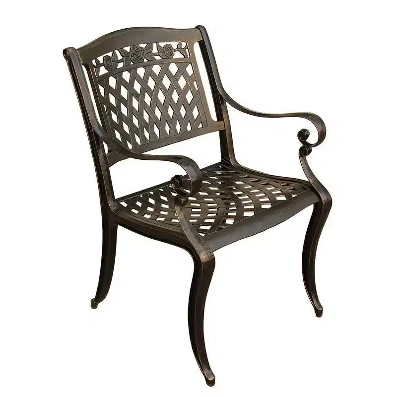 Set da Pranzo da Giardino 5 pezzi, Tavolo Rotondo in Alluminio con Rete Tradizionale da 48", Finitura Bronzo Resistente ai Raggi UV - Oakland Living: Posti a Sedere da Esterno per Quattro