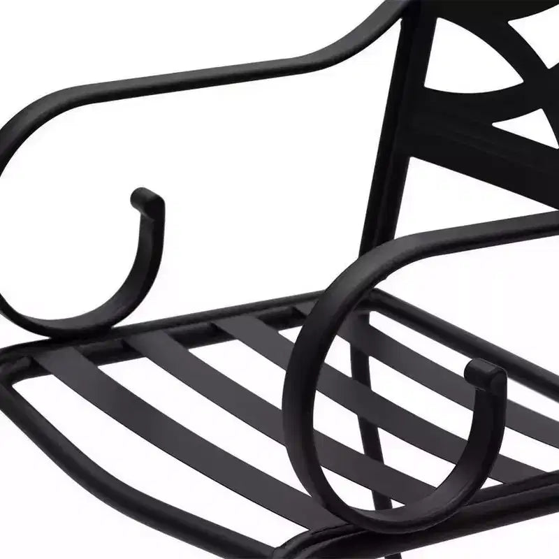Set da pranzo da esterno 7 pezzi: Nero/Beige, Struttura in acciaio, Resistente all'acqua e alla ruggine, 6 sedie con braccioli, Tavolo rettangolare, Arredamento da giardino