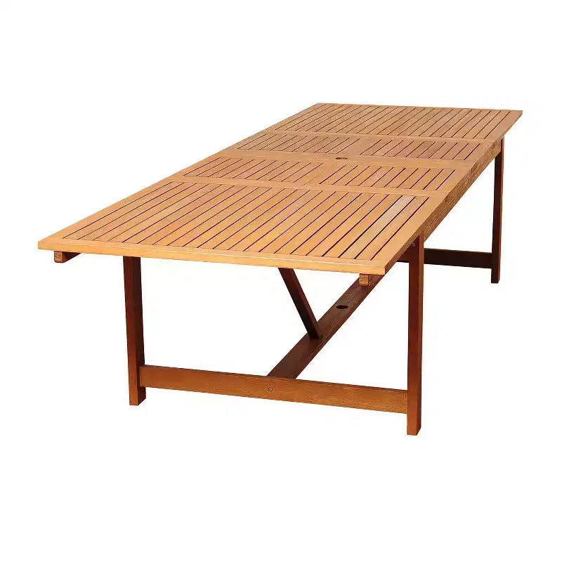 Set da pranzo allungabile da 9 pezzi Brooks Patio in eucalipto: Acciaio galvanizzato - International Home Miami