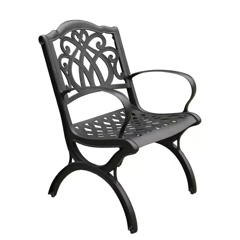 Set da pranzo da esterni 7 pezzi con tavolo rettangolare in alluminio a rete ornato moderno da 67" e sedie di lusso - Nero - Oakland Living