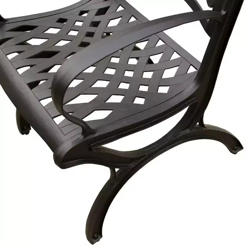Set da pranzo da esterni 7 pezzi con tavolo rettangolare in alluminio a rete ornato moderno da 67" e sedie di lusso - Nero - Oakland Living
