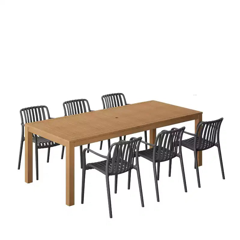 Amazonia Beijo 7pc Rectangular Outdoor Patio Dining Set Black
