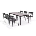 Amazonia Axe 7pc Aluminum Rectangular Patio Dining Set Black
