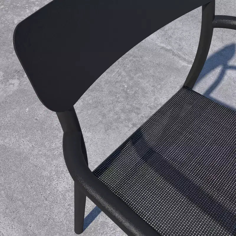 Set da pranzo rettangolare da esterno Amazonia Axe 7 pz in alluminio nero