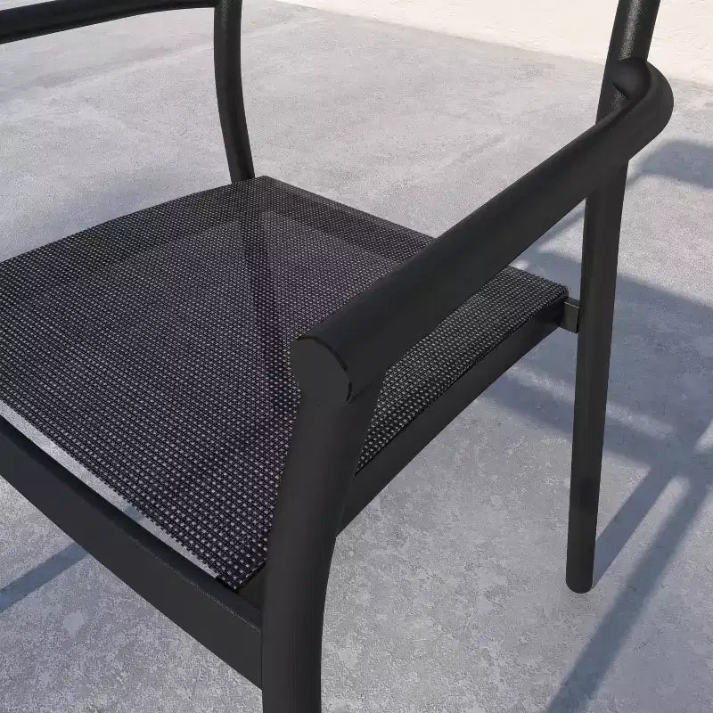 Set da pranzo rettangolare da esterno Amazonia Axe 7 pz in alluminio nero