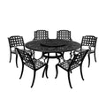 7pc Outdoor Dining Set: UV-Resistant Aluminum Table & Checker Chairs - Oakland Living