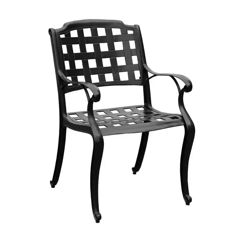 Set da pranzo da esterni 7 pezzi: tavolo in alluminio resistente ai raggi UV e sedie a scacchiera - Oakland Living