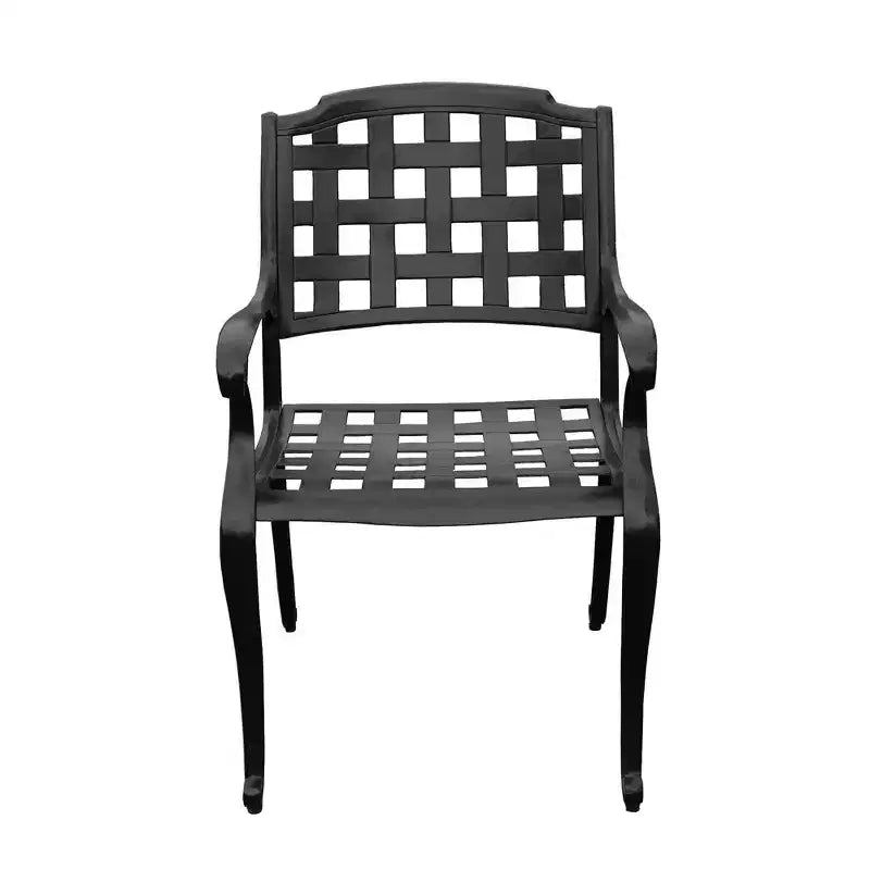 Set da pranzo da esterni 7 pezzi: tavolo in alluminio resistente ai raggi UV e sedie a scacchiera - Oakland Living