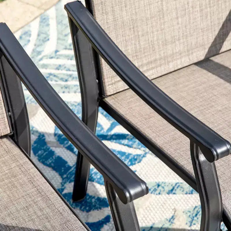 Set da pranzo da patio da 9 pezzi con tavolo in acciaio allungabile e poltrone imbottite - Captiva Designs: Set di mobili da esterno resistenti alle intemperie