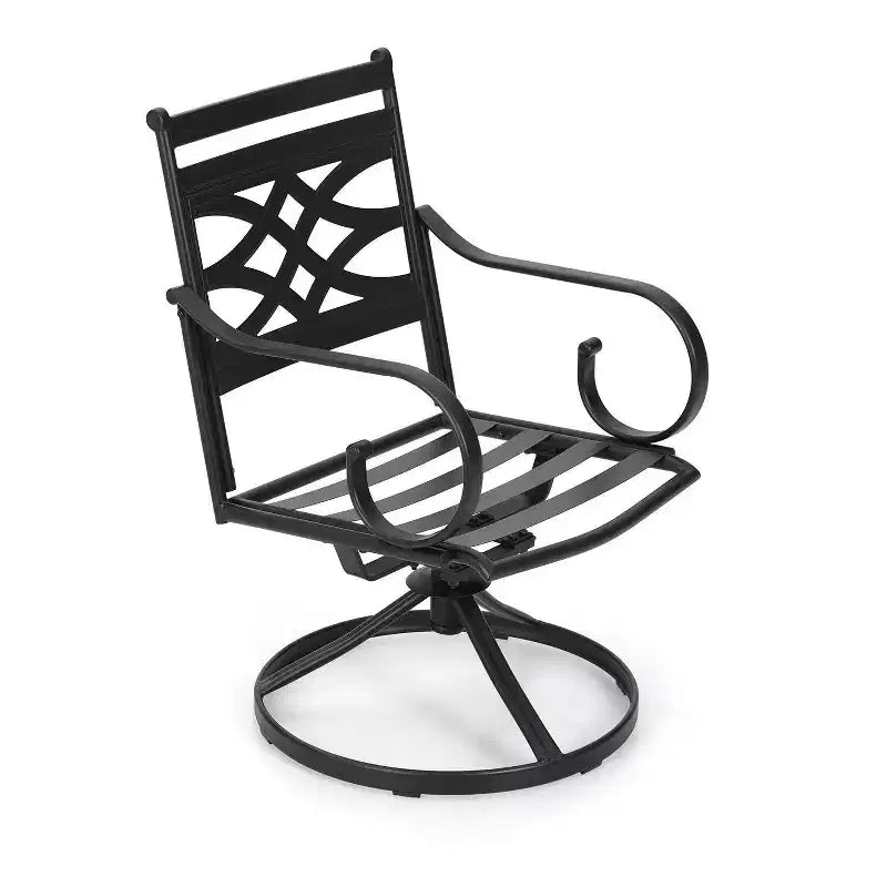Set da pranzo da esterno da 5 pezzi con sedie girevoli con cuscini per seduta e schienale e tavolo quadrato in metallo con foro per ombrellone - Captiva Designs