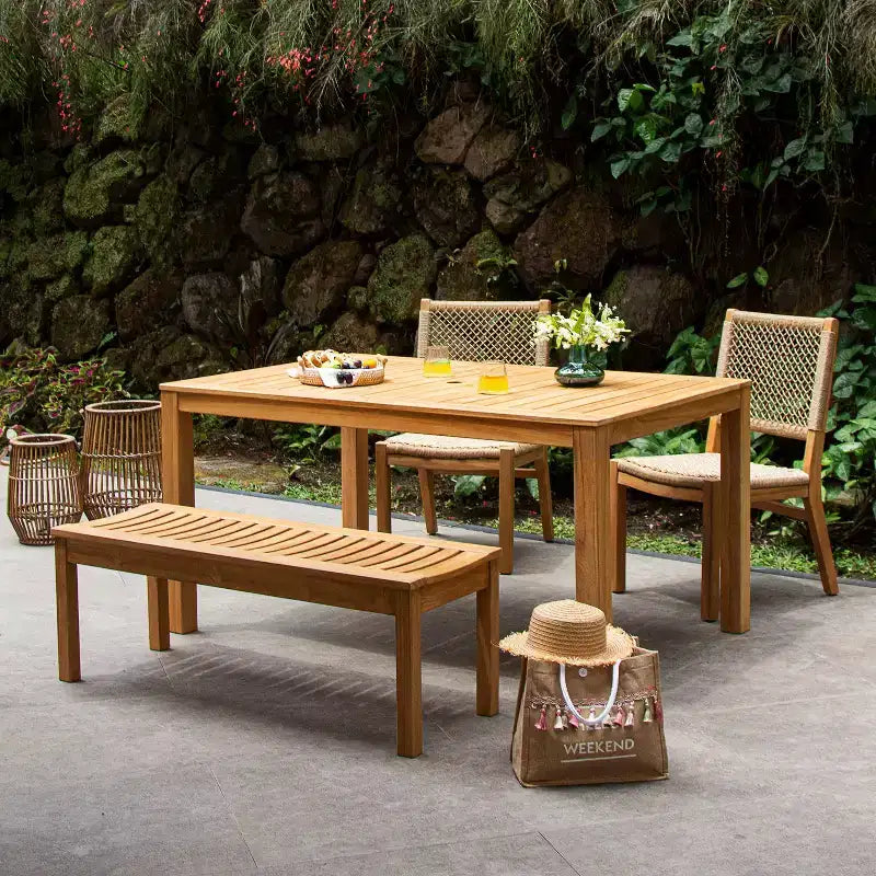 Set da pranzo da esterno Eola Teak Wood 4 pezzi Sonoma Lane Marrone - Resistente alle intemperie