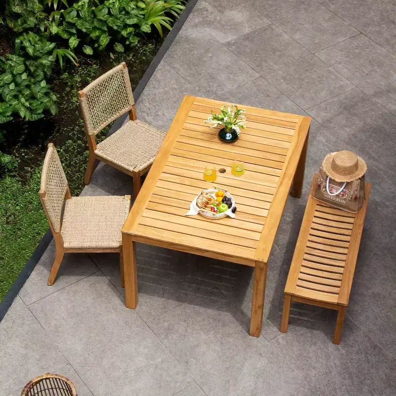Set da pranzo da esterno Eola Teak Wood 4 pezzi Sonoma Lane Marrone - Resistente alle intemperie