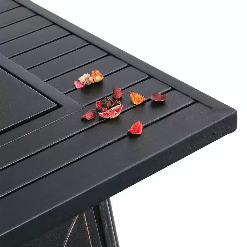 Set da pranzo da 5 pezzi per patio con tavolo quadrato da 28" con braciere a gas e sedie girevoli con braccioli - Captiva Designs: Posti a sedere per esterni, resistenti alla ruggine