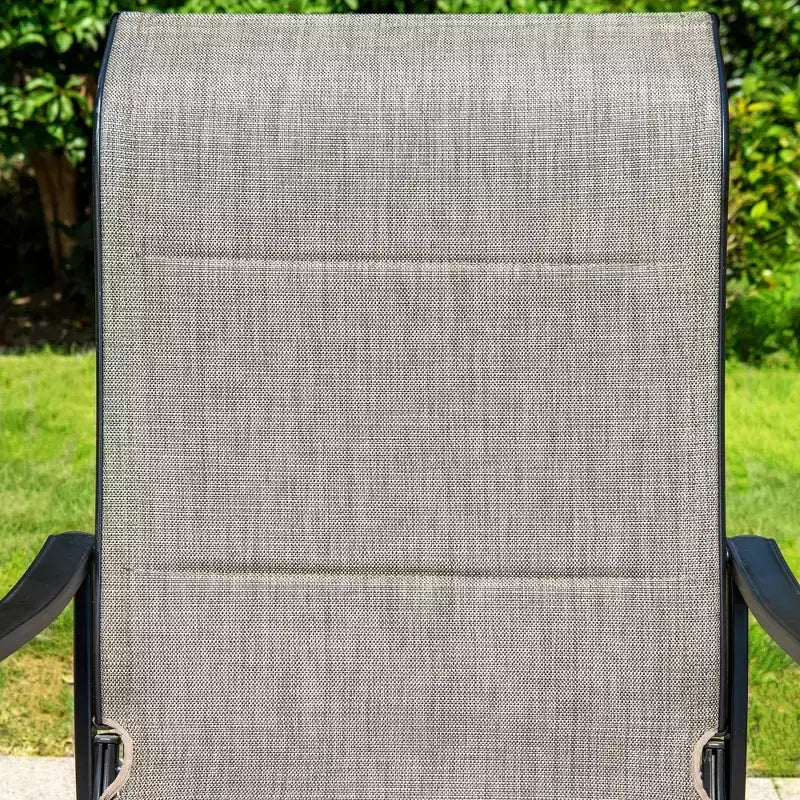 Set da pranzo da esterno 7 pezzi con tavolo rettangolare con foro per ombrellone da 1,9" e sedie in Textilene imbottite - Grigio/Nero - Captiva Designs: Struttura in acciaio