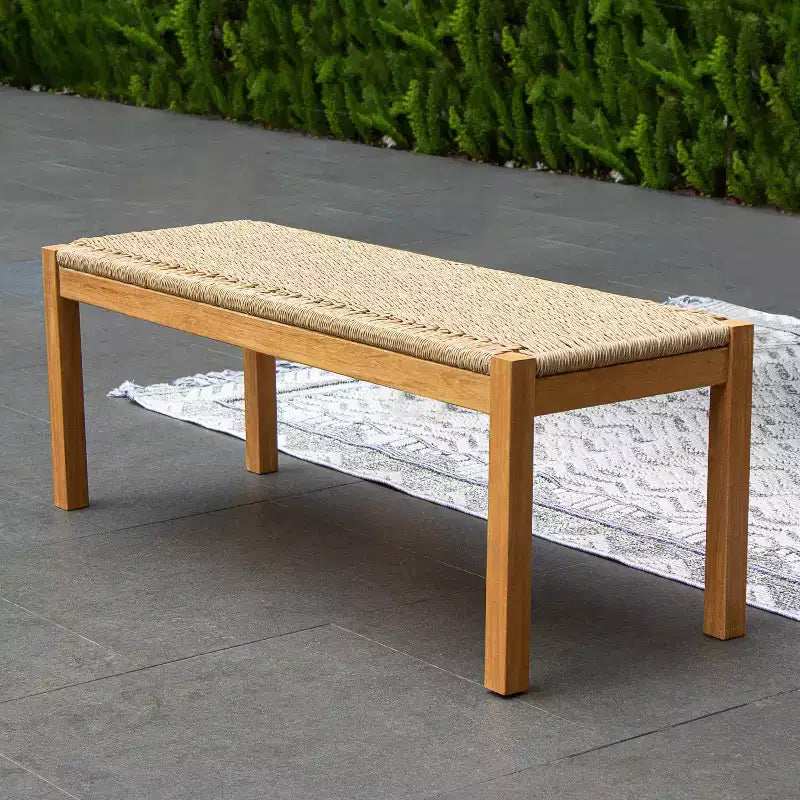 Set da pranzo da esterno Sonoma Lane Azle 5 pz in teak con vimini Honey Twist - Resistente alle intemperie
