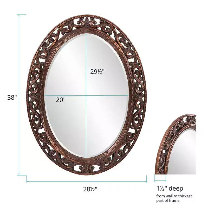 Specchio da parete e d'accento Allure veneziano 48"x14": stile moderno, cornice in vetro, nessun montaggio richiesto