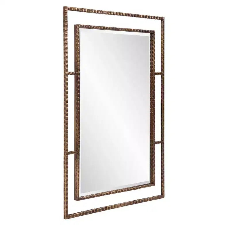 Specchio da parete e d'accento Gavin con cornice in metallo 33"x23": Rettangolare in ferro, nessun assemblaggio richiesto, arredamento moderno