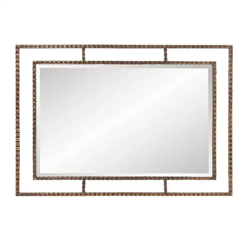 Specchio da parete e d'accento Gavin con cornice in metallo 33"x23": Rettangolare in ferro, nessun assemblaggio richiesto, arredamento moderno