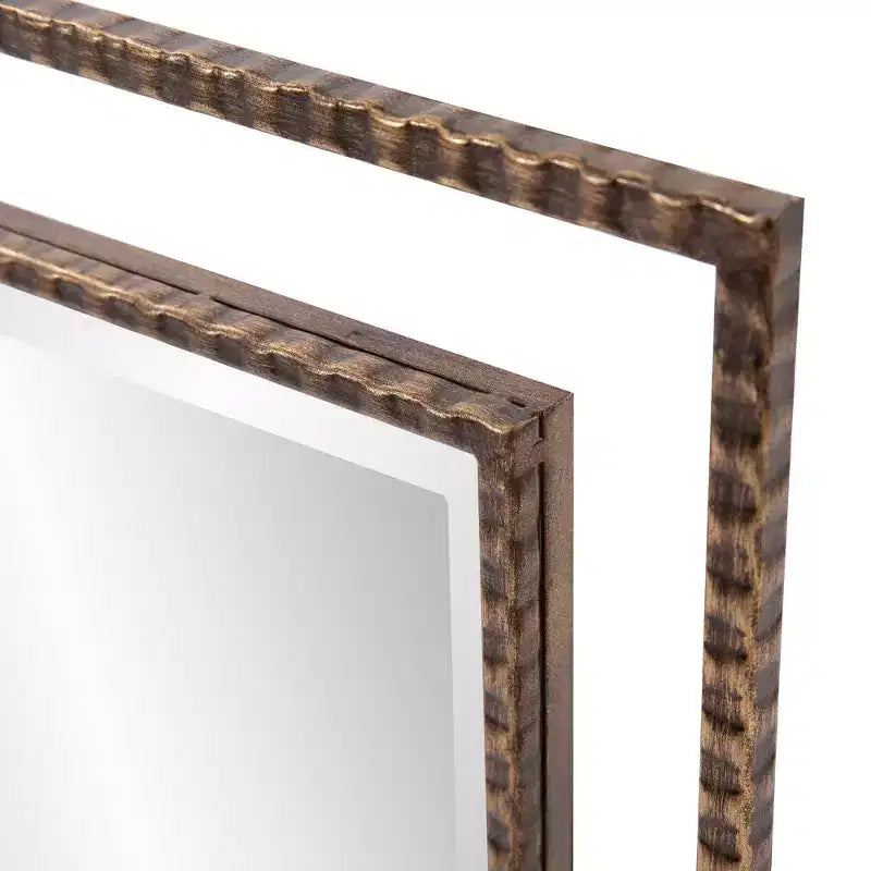 Specchio da parete e d'accento Gavin con cornice in metallo 33"x23": Rettangolare in ferro, nessun assemblaggio richiesto, arredamento moderno
