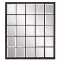 Howard Elliott Metal Framed Beveled Superior Wall Mirror: Oil Rubbed Bronze, Rectangular, Windowpane Effect, Wall Mount