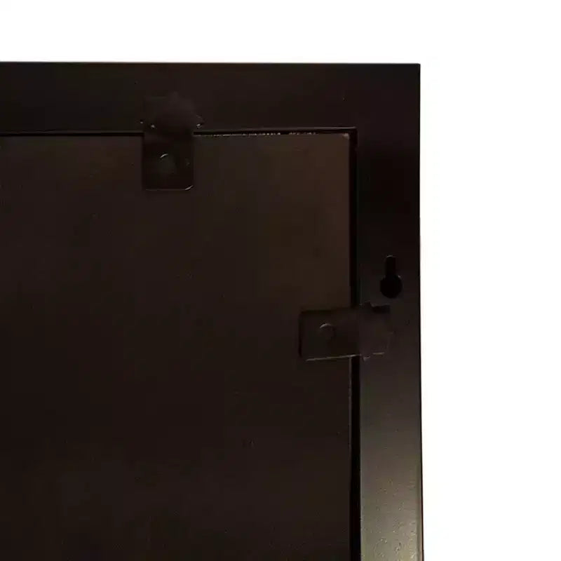 Specchio da parete superiore smussato con cornice in metallo: bronzo anticato, rettangolare, effetto finestre, da parete