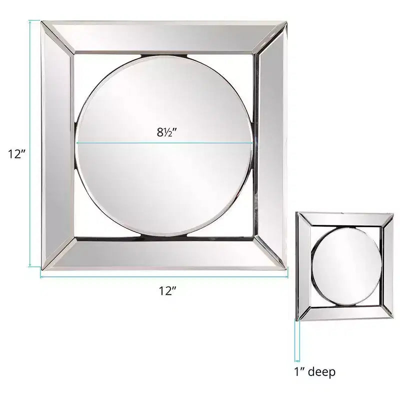 Specchio Quadrato con Portacandele Argento: 30,5 cm Moderno da Parete, Cornice in Legno, Nessun Montaggio Richiesto