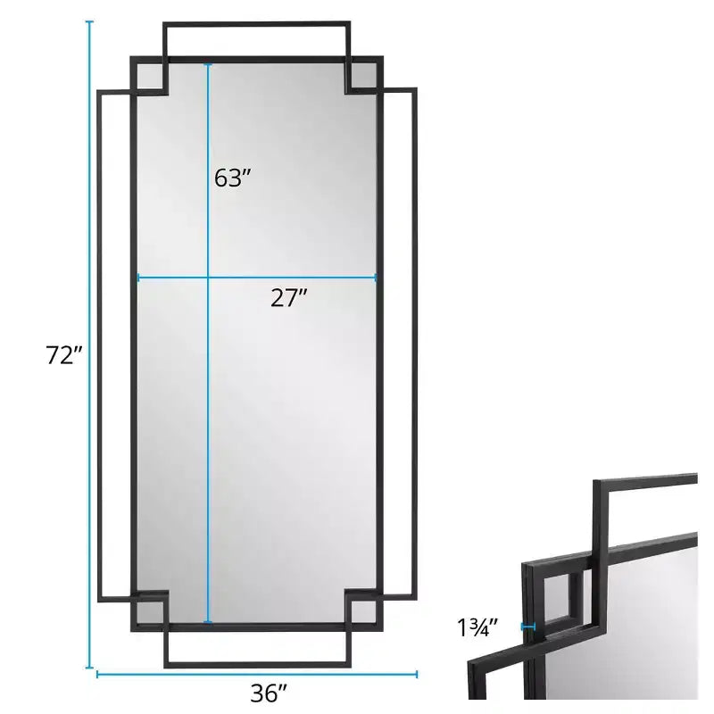 Specchio da parete Contessa con cornice traforata 43"x26": Forma moderna, Nessun assemblaggio richiesto, Cornice in vetro