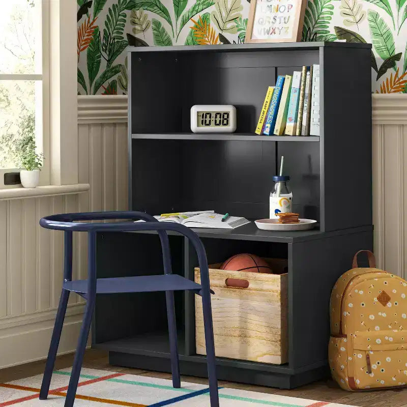 Libreria componibile moderna per bambini grigio scuro - ™: libreria verticale a 4 ripiani, struttura in MDF, altezza 96,5 cm