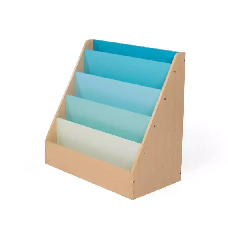 Libreria a Ripiani per Bambini in Legno Naturale/Blu: Struttura in MDF a 4 Ripiani, 61 cm H x 61 cm L x 33 cm P, Età 2+