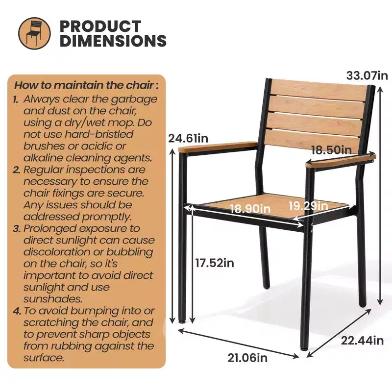 Crestlive Products - Set da pranzo per esterni 7 pezzi per 6 persone, tavolo rettangolare da patio con telaio in alluminio e piano effetto legno, con foro per ombrellone