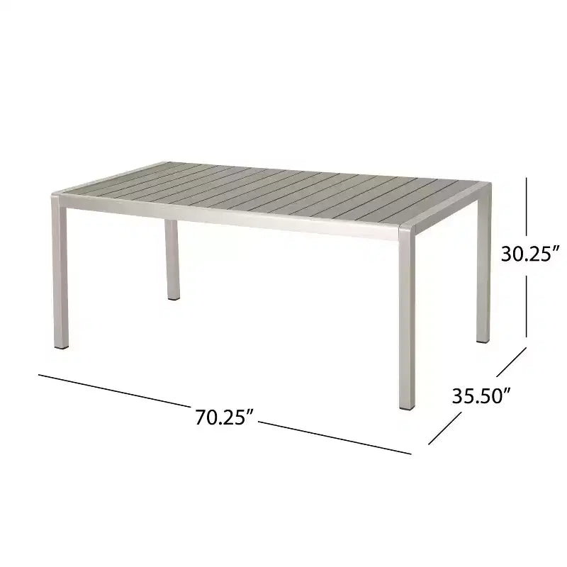 Christopher Knight Home Brooks set da pranzo da 7 pezzi da esterno in alluminio e legno con corda intrecciata, grigio/nero/argento