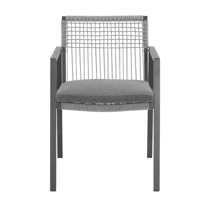 Christopher Knight Home Brooks set da pranzo da 7 pezzi da esterno in alluminio e legno con corda intrecciata, grigio/nero/argento