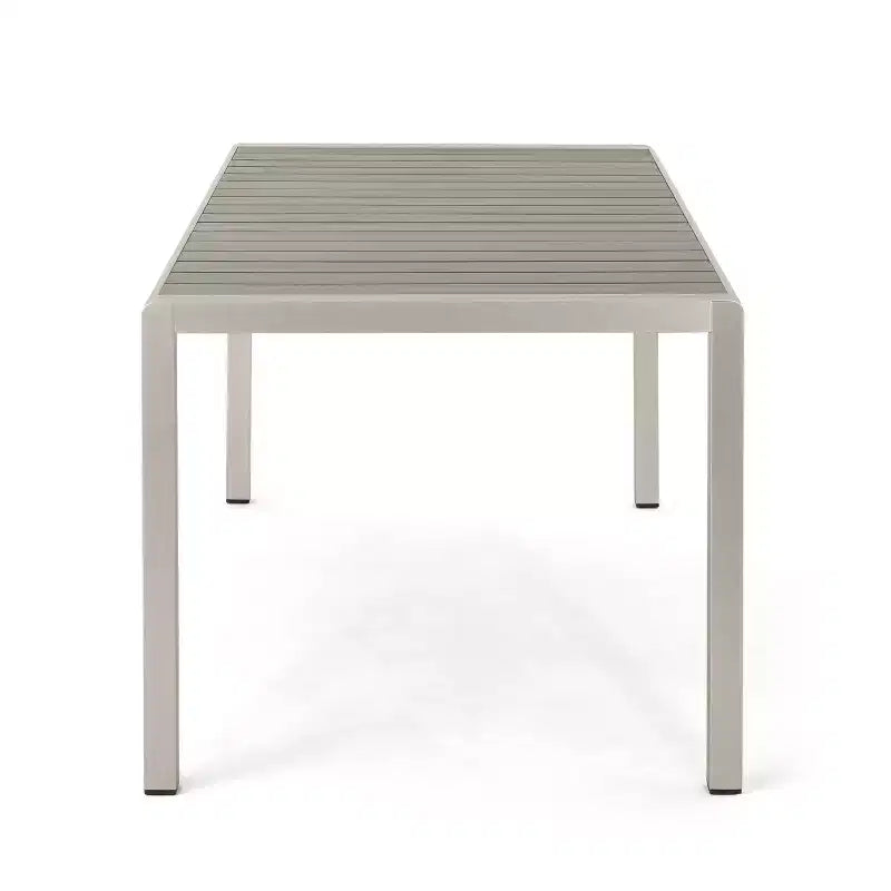 Christopher Knight Home Brooks set da pranzo da 7 pezzi da esterno in alluminio e legno con corda intrecciata, grigio/nero/argento