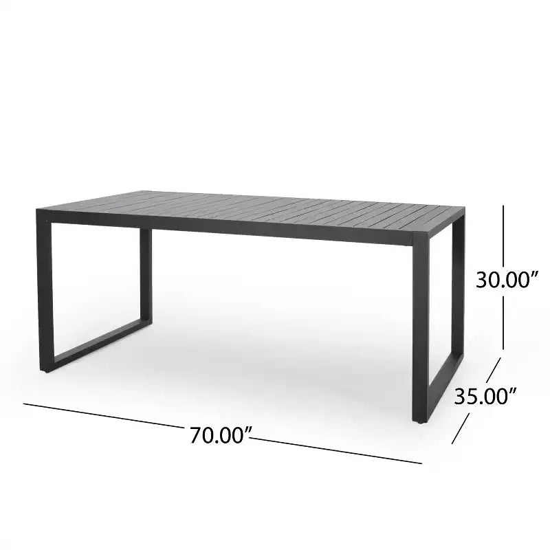 Christopher Knight Home Bennett Set da Pranzo Moderno da Esterno a 7 Pezzi in Alluminio con Corda Intrecciata, Nero/Grigio