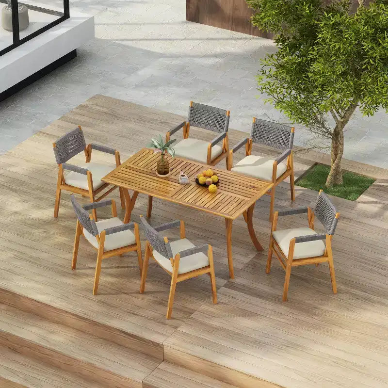 Christopher Knight Home Holomn Set da pranzo da 7 pezzi in acacia rustico con cuscini