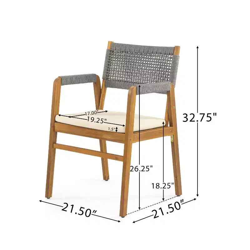 Christopher Knight Home Holomn Set da pranzo da 7 pezzi in acacia rustico con cuscini