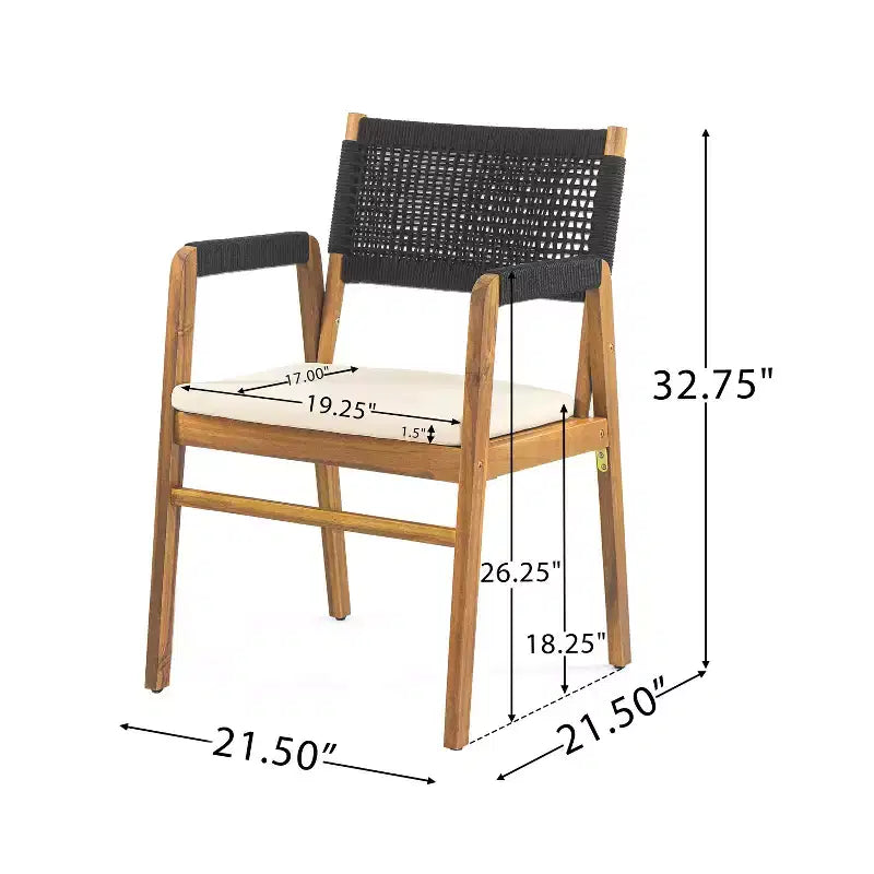 Christopher Knight Home Holomn Set da pranzo da 7 pezzi in acacia rustico con cuscini