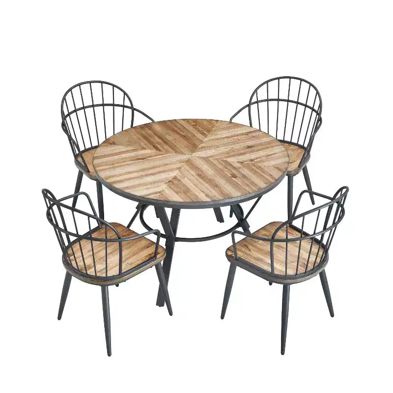 Christopher Knight Home Aura - Set da pranzo moderno da 5 pezzi con base in metallo, marrone chiaro/nero