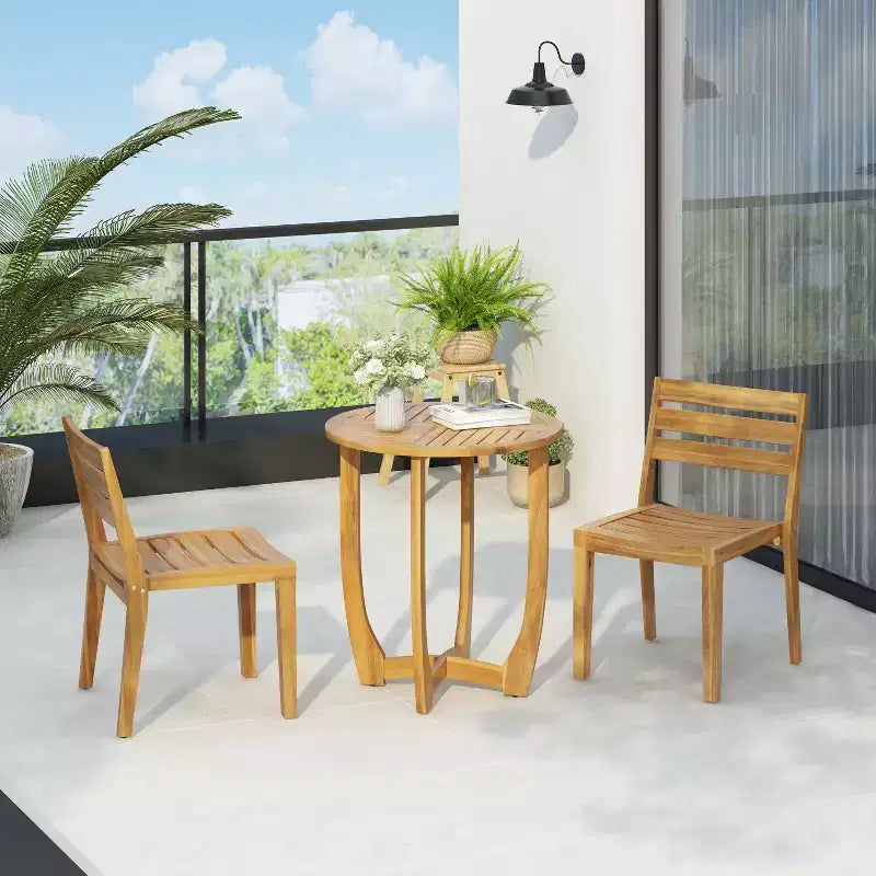 Christopher Knight Home Hermosa Set da Pranzo 3 Pezzi in Legno di Acacia, Teak