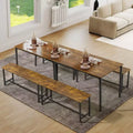 EROMMY Dining Set for 4-6, Extra-Long Table with 2 Benches