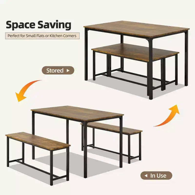 Set da Pranzo EROMMY per 4-6 Persone, Tavolo Extra-Lungo con 2 Panche