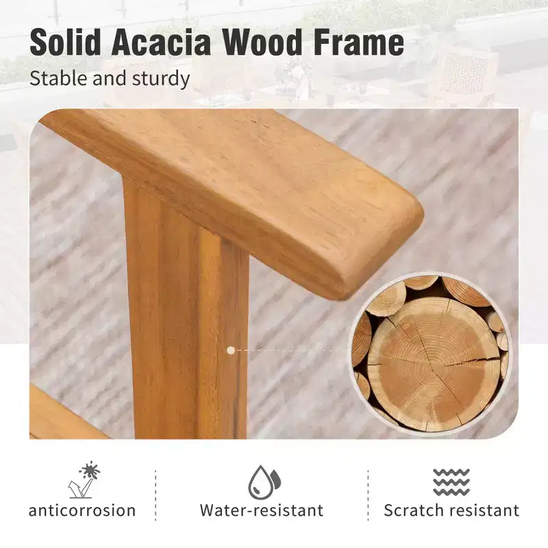 Captiva Designs Set da pranzo da esterno con sedie in rattan e 1 tavolo rettangolare in legno di acacia