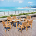 Captiva Designs Outdoor Patio Wood Dining Set with Rattan Chairs & 1 Acacia Wood Rectangular Table